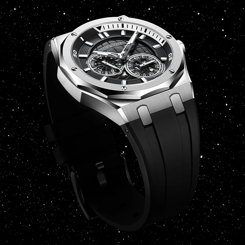 Custom Wholesale Bestselling Interstellar Sci-Fi Mechanical Watch Trendy Octagonal Case Luminous Waterproof Men Wristwatch-1