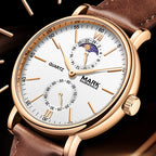 Mark Fairwhale 2023 Business Men Watches Brand Leather Waterproof Sport Quartz Chronograph Watch Men Clock-1