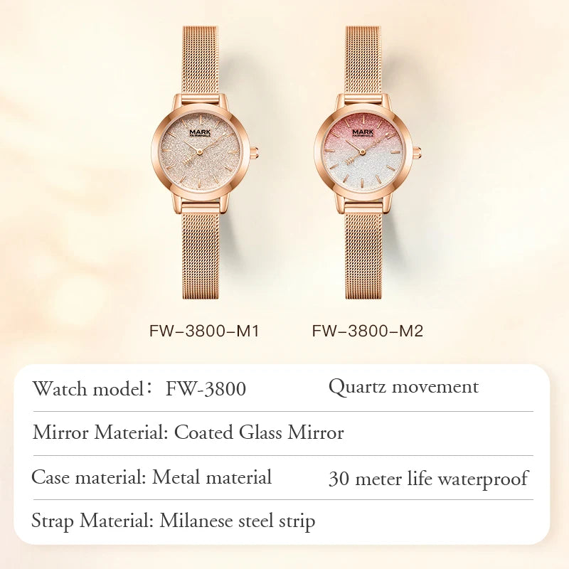 Mark Fairwhale Cross-Border Hot Selling Starry Sky Dial Quartz Watch Trendy Milanese MeshStrapLadies Watch Wholesale Bulk Supply-5