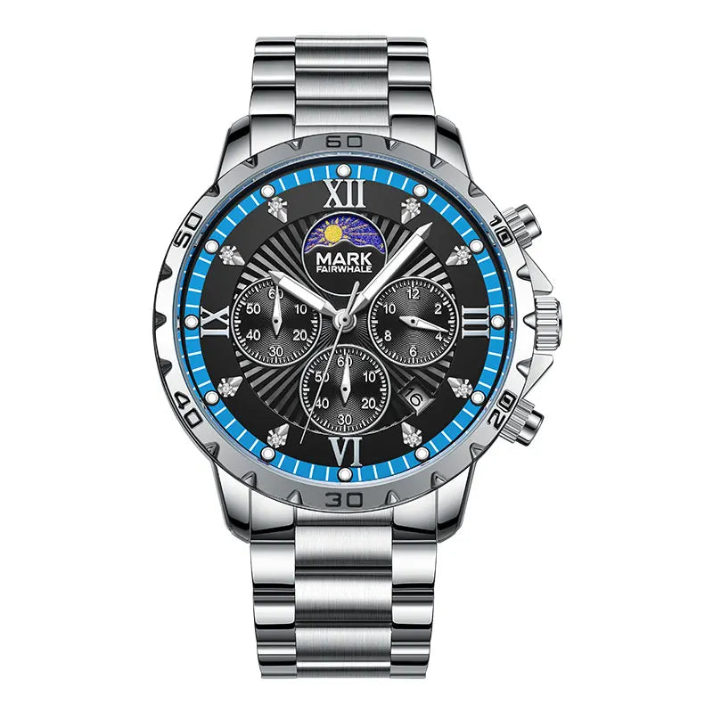 Mark Fairwhale New Luxury Men Watches Business Wristwatch Waterproof Luminous Date Quartz Watch Stainless Steel  Band Wrisswatch-8