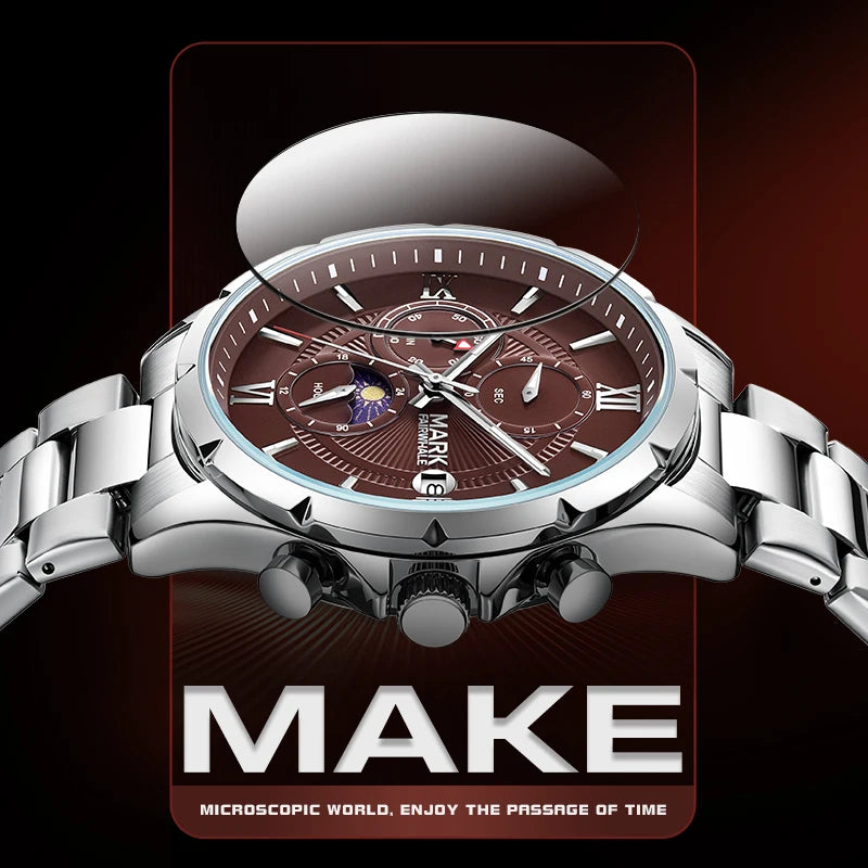 Mark Fairwhale Cross Border Light Luxury Business Mens Watch Chronograph Luminous Water Resistant Quartz Watch Wholesale-3