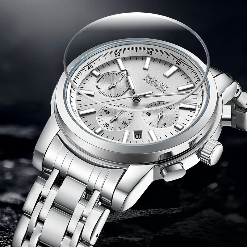 Mark Fairwhale New Arrival Business Casual Style Men's Multifunctional Three Eye Chronograph Quartz Watch Factory Wholesale-1