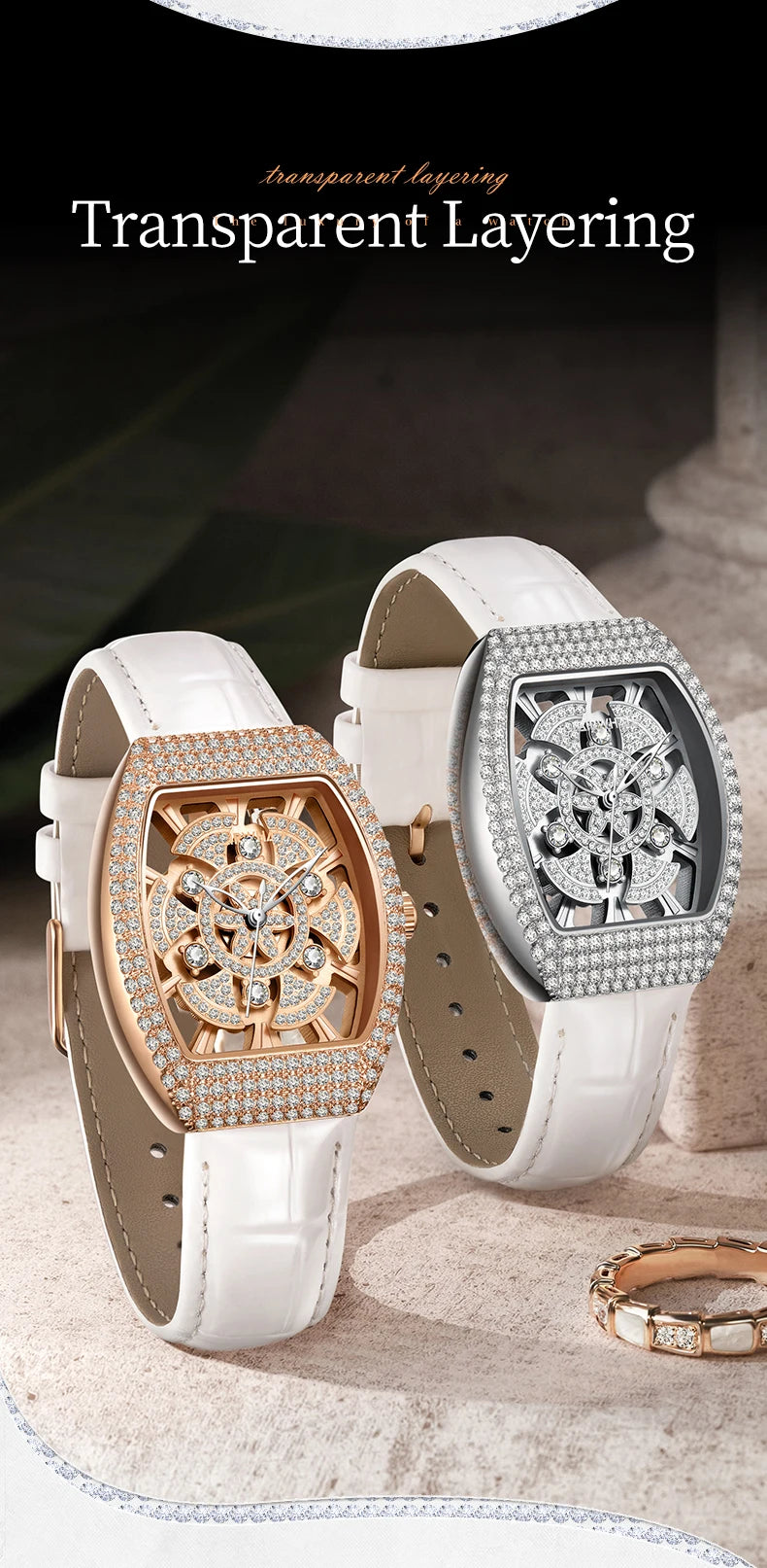 Luxury Brand Watch Women Quartz Waterproof Fashion Business Leather Lady Watch  Dial Watch-2