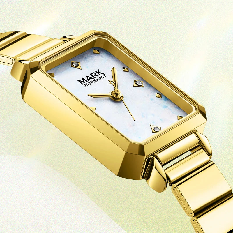 Mark Fairwhale Ladies Watch Elegant Square Luxury Quartz Watches Fashion Stainless Steel Watchband Women's Wristwatches-2
