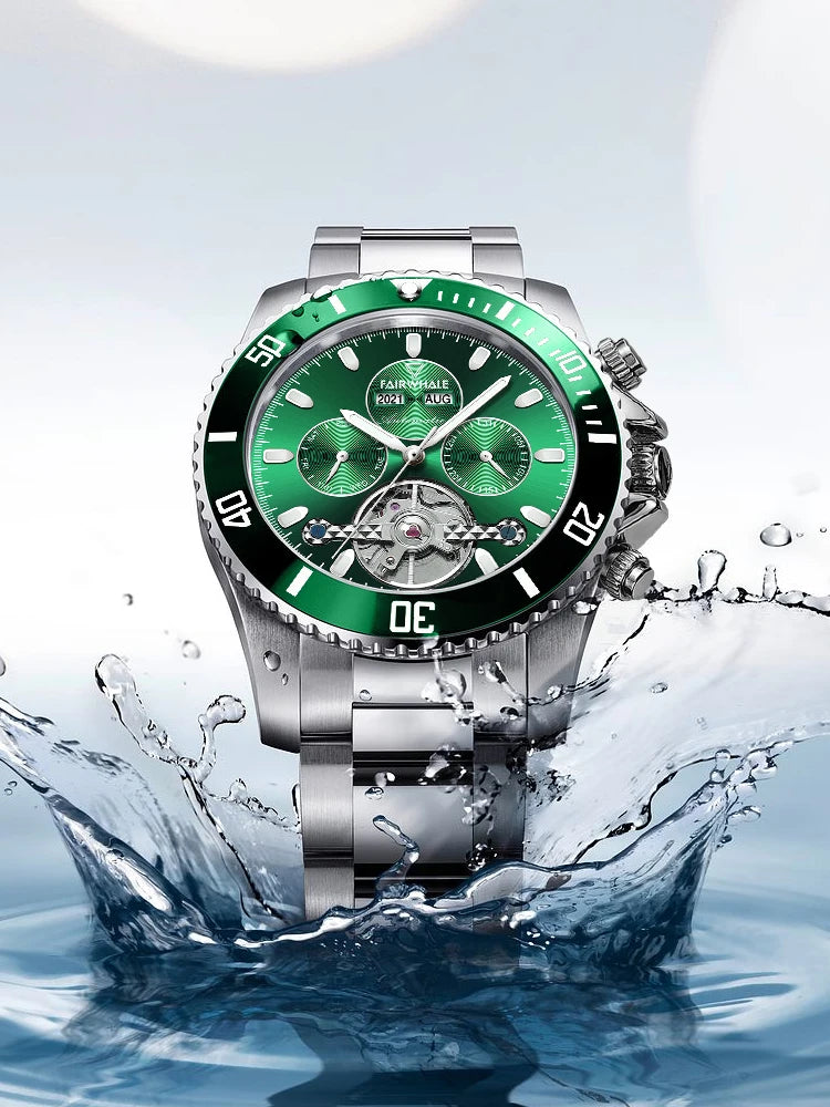 Fairwhale High Quality Waterproof Custom Logo Butterfly Double Button Watch for Men Business Stainless Steel Strap Watches-0