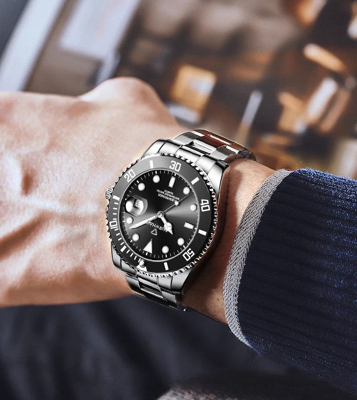 Mark Fairwhale Wrist Watch Fashion Calendar Stainless Green and Black Men Quartz Watch High Quality Classic Ultra Thin Watches-2