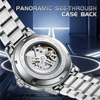 Mark Fairwhale Automatic Mechanical Skeleton Watch Luminous Water Resistant Metal Mens Casual Commute Watch-2