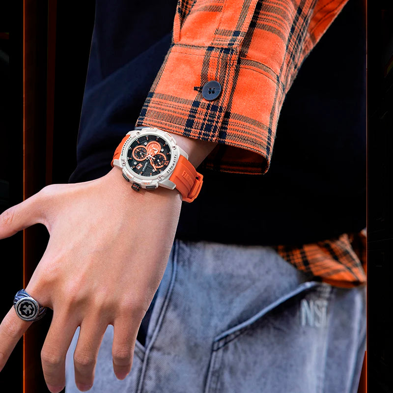 Mark Fairwhale Mens Luxury  Sport Chronograph Fashion Watch Shock Resin Case Strap Quartz Watches-4
