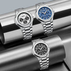 Fashion Water Resistant Stainless Steel Mutli-function Quartz Movement Wrist Watches for Men-2