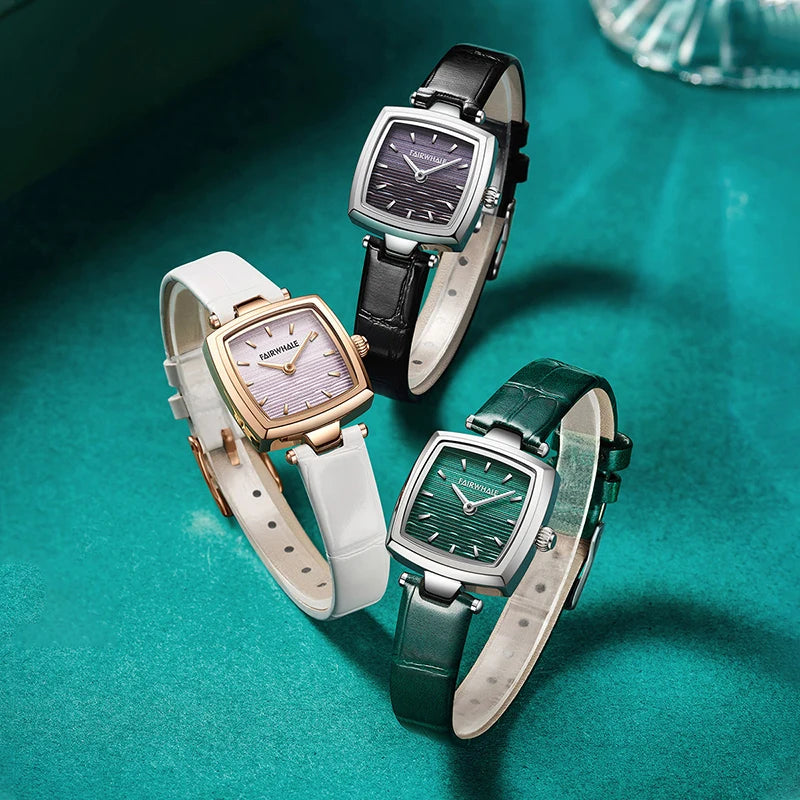 Newest Diamond Rhinestone Fashion Women Leather Watch Square Leather Bracelet Watch White Black Green  Women Quartz Watches-0