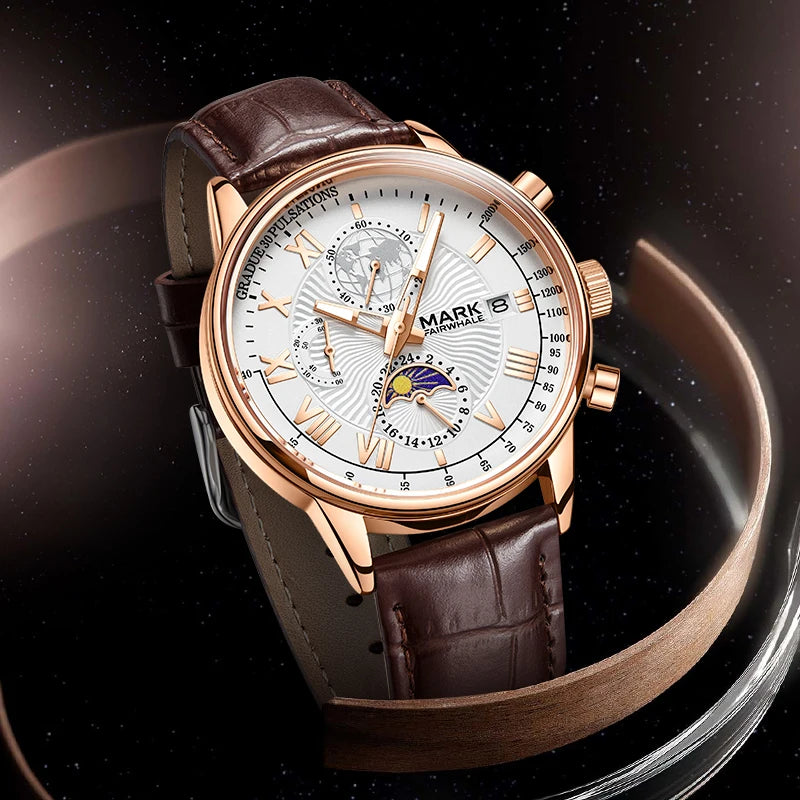Mark Fairwhale New Cross Border Light Luxury Retro Business Mens Watch Chronograph Luminous Waterproof Quartz Watch Wholesale-0