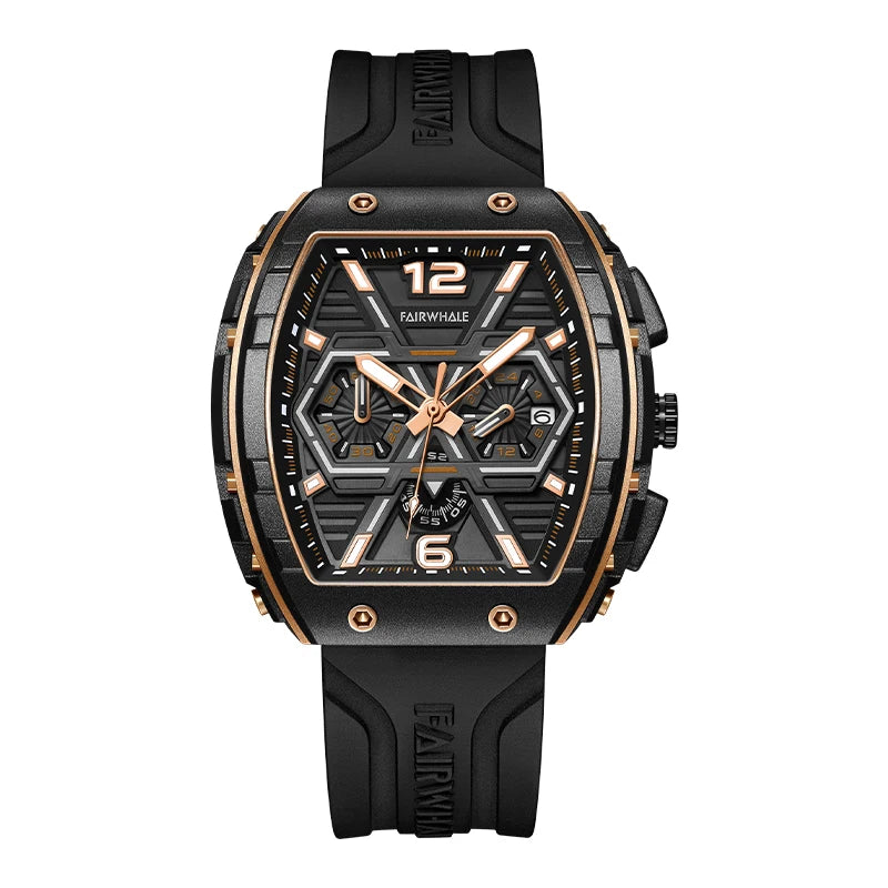 Fairwhale New Fashion Sport Individual Domineering Luxury Men's Watches Rubber Strap Quartz Wristwatches for Men Watch Calendar-0