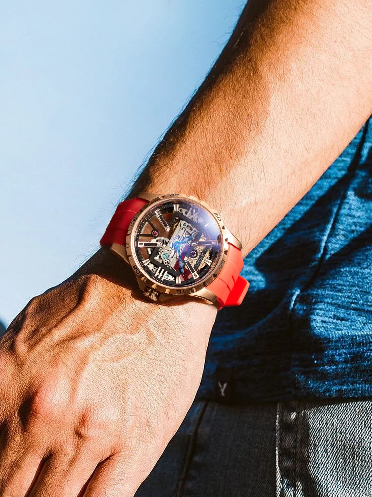 Luxury Business Steel Strap Watch Original Automatic Mechanical Skeleton Transparent Mechanical Watch for Men-3