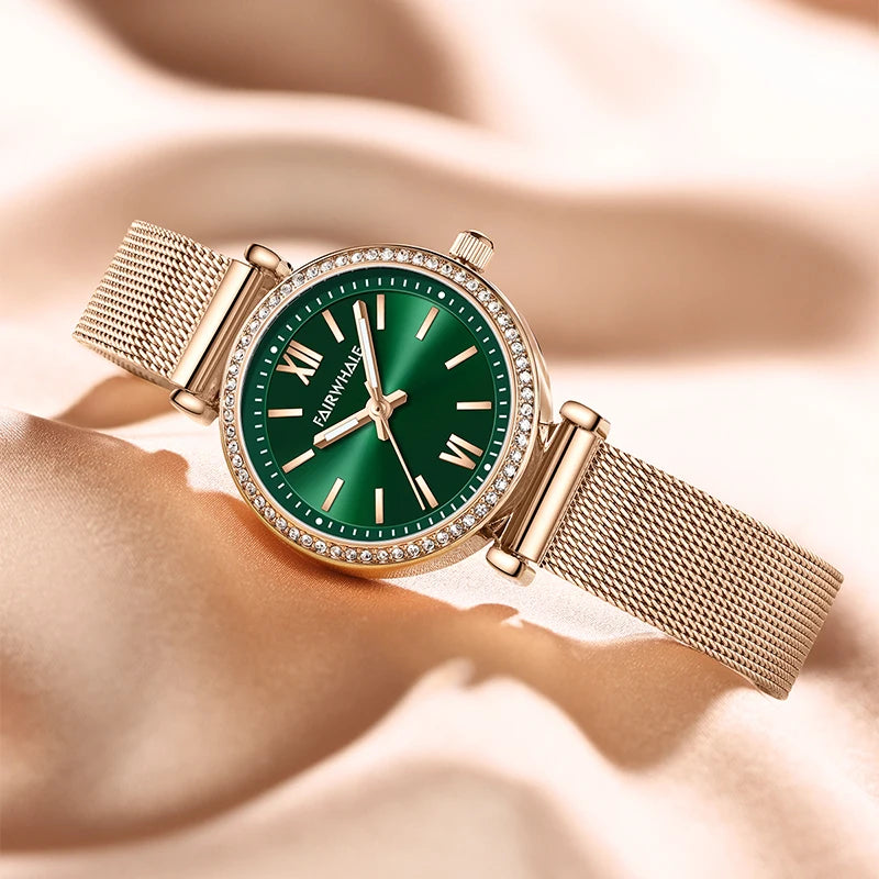 2023 Luxury Women Rose Gold Watch Fashion Ladies Quartz Diamond Wristwatch Elegant Female Watches Reloj Mujer-0
