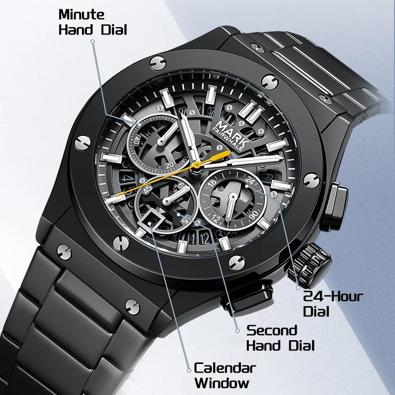 Mark Fairwhale Hot Selling Luxury Men's Quartz Wrist Watch Six-Pin Chronograph Watch Night Light Pointer Fashion Quartz Watch-3