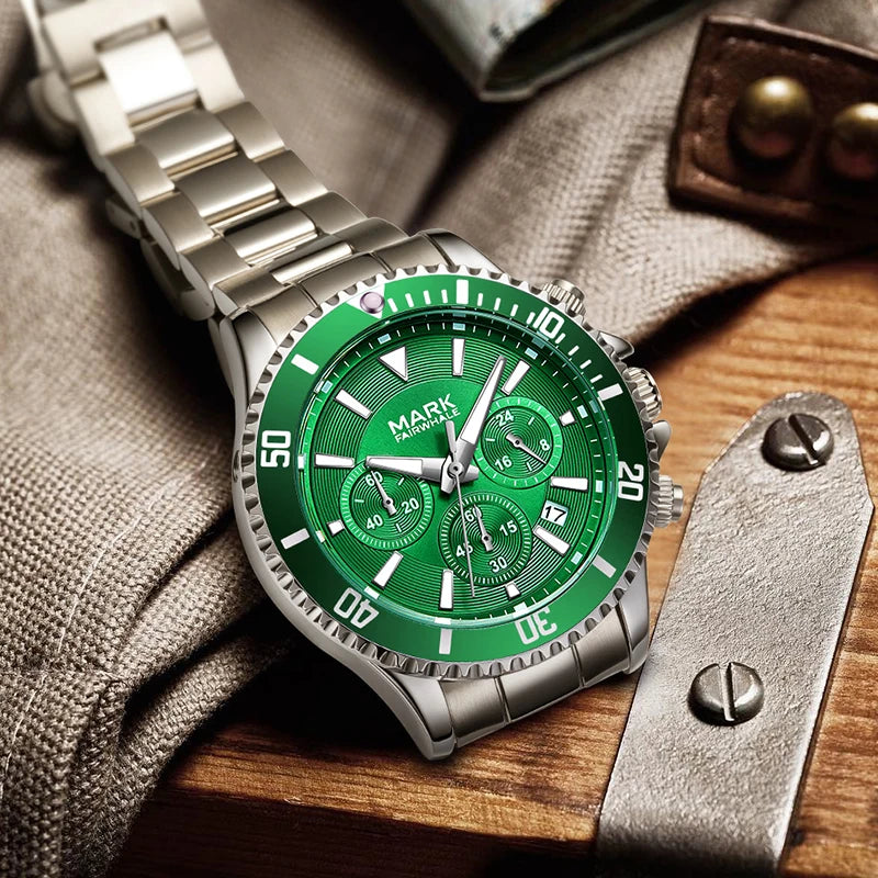 High Quality Men's Stainless Steel Sport Watches Waterproof Classic Quartz Wrist Business Watches 30m Water Resistance Alloy-3