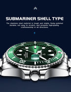 Mark Fairwhale Wrist Watch Fashion Calendar Stainless Green and Black Men Quartz Watch High Quality Classic Ultra Thin Watches-4