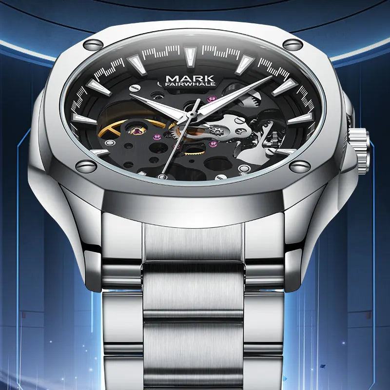 Mark Fairwhale Men's Watches Fashion Trend Automatic Mechanical  Movement Wristwatch  Luminous Watches for Men-4