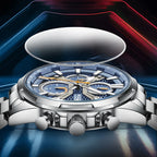 Mark Fairwhale Waterproof Men's  Quartz Watch Stainless Steel Band 3Eye Luminous Dial  Scratch-Resistant Business Chronograph-2