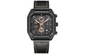 Latest Stainless Steel Skeleton Fashion Octagon Case Design 3ATM Water Resistant Calendar Leather Quartz Watches Sports Watches-5