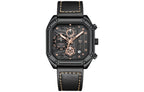 Latest Stainless Steel Skeleton Fashion Octagon Case Design 3ATM Water Resistant Calendar Leather Quartz Watches Sports Watches-5