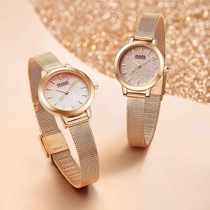 Mark Fairwhale Cross-Border Hot Selling Starry Sky Dial Quartz Watch Trendy Milanese MeshStrapLadies Watch Wholesale Bulk Supply-4