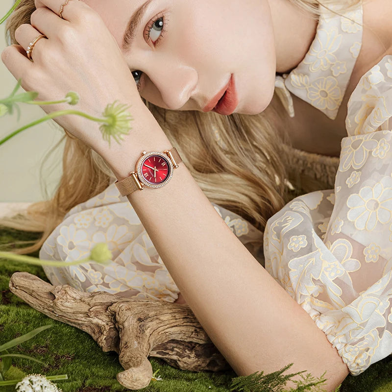 2023 Luxury Women Rose Gold Watch Fashion Ladies Quartz Diamond Wristwatch Elegant Female Watches Reloj Mujer-5