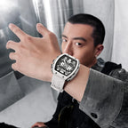 Fairwhale  New Luxury Multi-Hand Skeleton Calendar Watches Men Not Automatic Chronograph Rubber Strap Waterproof Quartz Watch-4