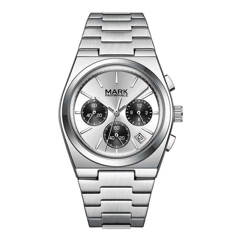 Mark Fairwhale Luxury Design Stainless Steel Band High Quality Men Chronograph Quartz Watch-6