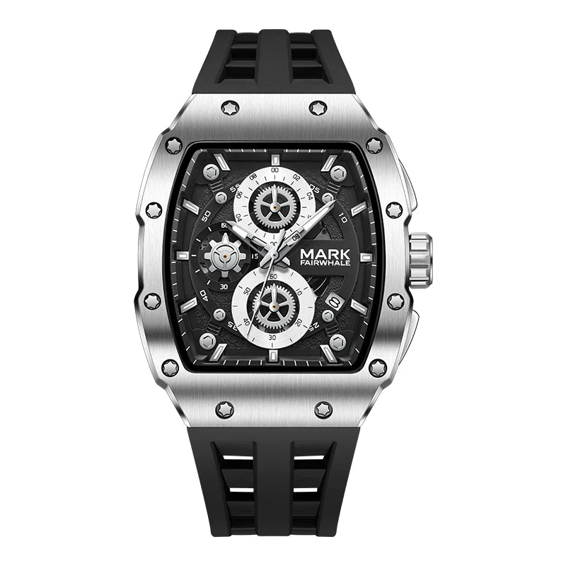 Mark Fairwhale 2025New Men's Quartz Watch Waterproof 3ATM Watch Calendar Tonneau Dial Scratch Resistant Glass Mirror Wrist Watch-6