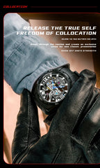 Top Branded Luxury Men Mechanical Wrist Watch Chronograph Rubber Strap 316L Stainless Steel Waterproof Automatic Watches-4