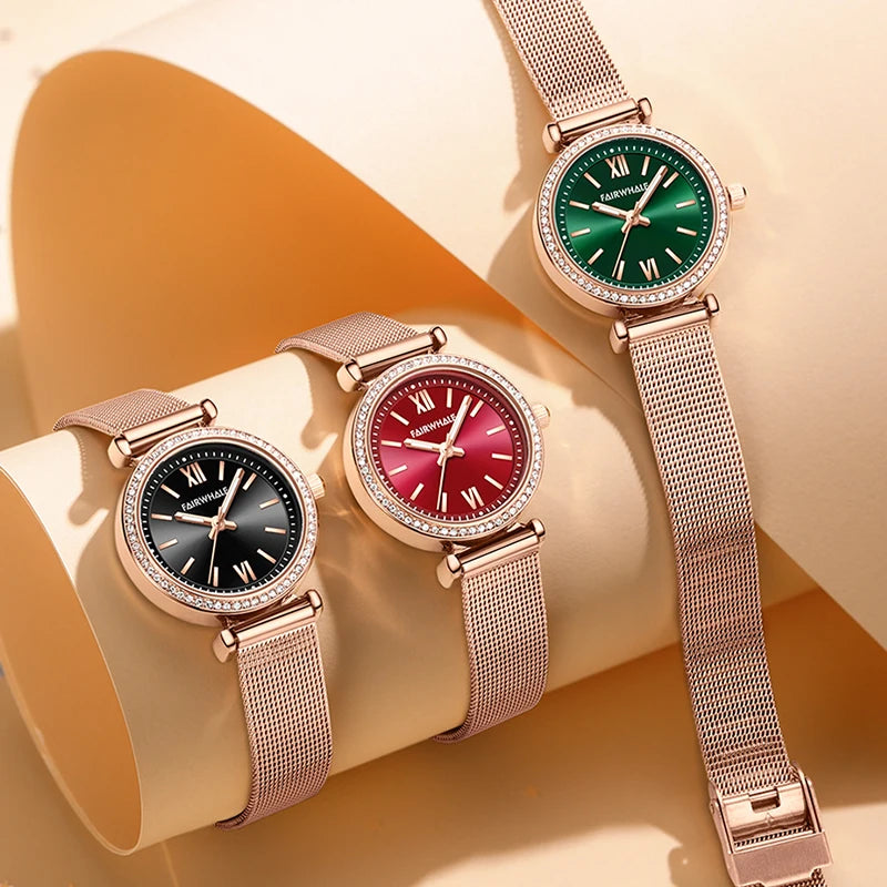 2023 Luxury Women Rose Gold Watch Fashion Ladies Quartz Diamond Wristwatch Elegant Female Watches Reloj Mujer-1