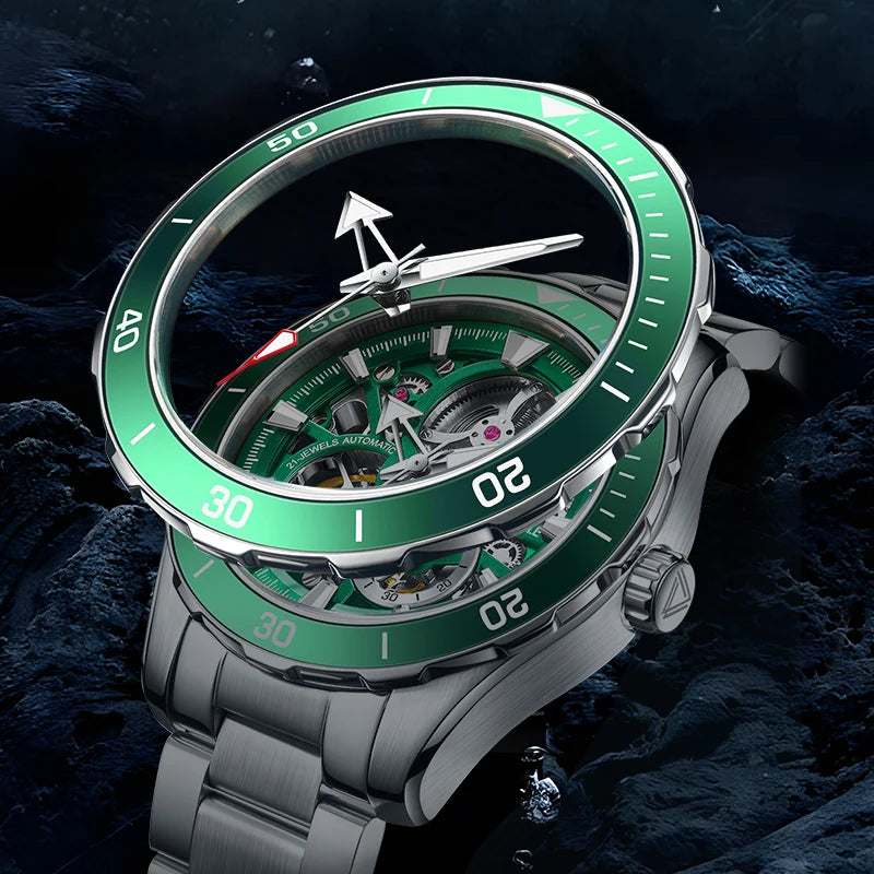 Mark Fairwhale Luxury Import Automatic Movement Stainless Steel Luminous Custom Logo Diver Wrist Mechanical Watches for Men-2