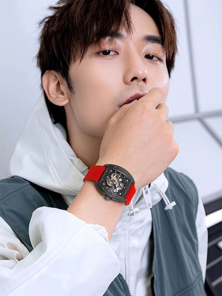 Custom Logo Original Male Automatic Movement Hand Mens Wrist Luxury Skeleton Mechanical Watch-2