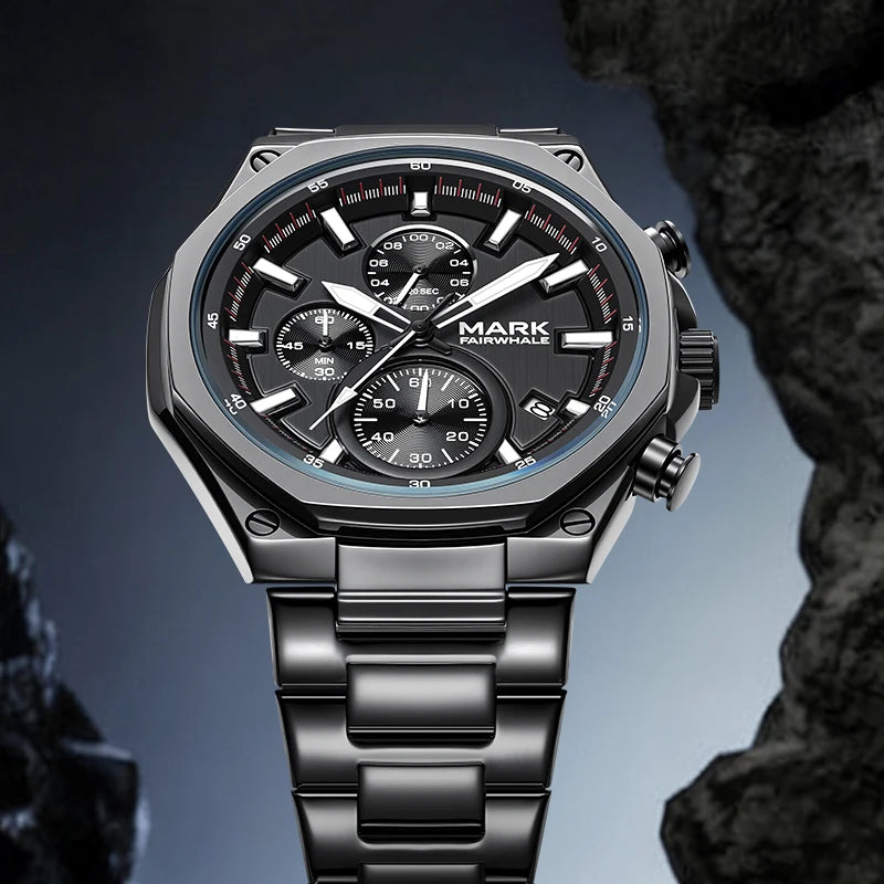 Mark Fairwhale New Cross Border Stylish Trendy Mens Watch Multi Function Chronograph Luminous Water Resistant Quartz Watch-0