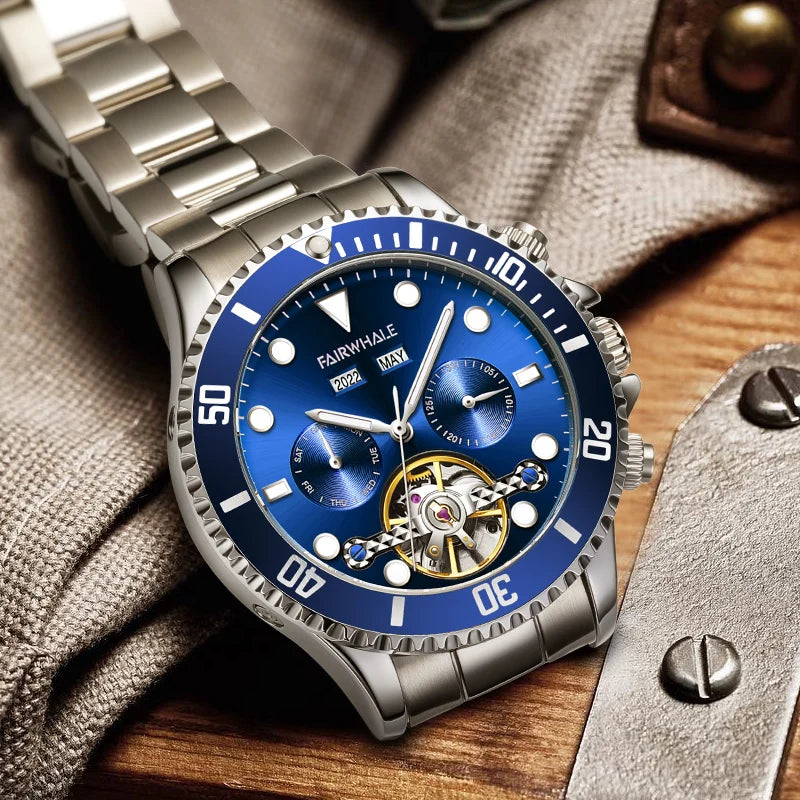 Luxury Automatic Movement 3ATM Waterproof Steel Strap Automatic Men Mechanical Watch-0