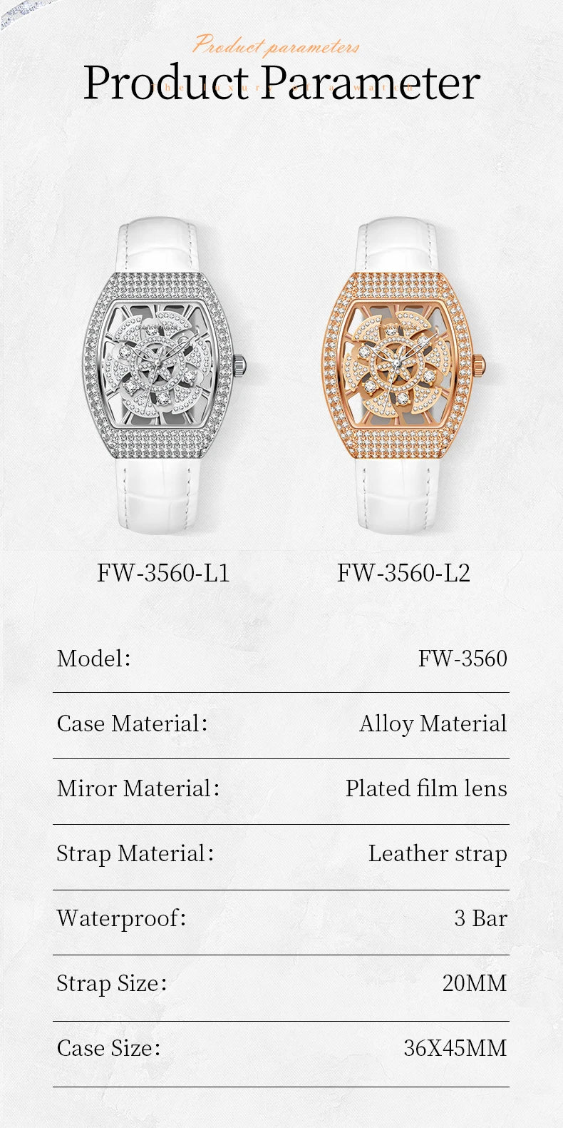 Luxury Brand Watch Women Quartz Waterproof Fashion Business Leather Lady Watch  Dial Watch-5