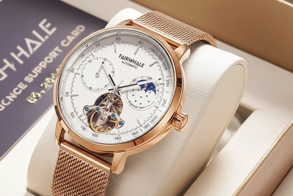 Black Luxury Mechanical Movement Automatic Fashion Leather Strap Men Tourbillon Wrist Watch-5