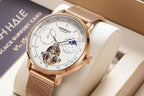 Black Luxury Mechanical Movement Automatic Fashion Leather Strap Men Tourbillon Wrist Watch-5