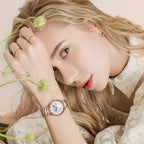 Mark Fairwhale Round Alloy Case Quartz Women's Watch Hot Sale Fashionable Wrist Bracelet for Lady Diamond Dial Luxury Wristwatch-4