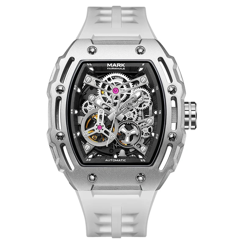 Mark Fairwhale 2023  Fashion Sport Wine Barrel Watch 316L Stainless Steel Case Silicone Strap Mechanical Watches Men-6
