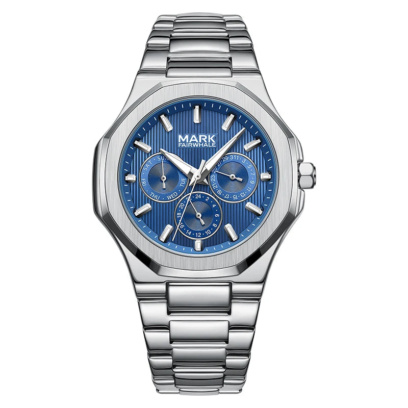 Fashion Water Resistant Stainless Steel Mutli-function Quartz Movement Wrist Watches for Men-7