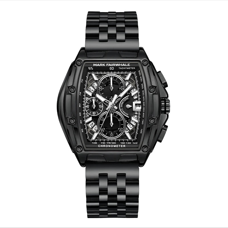 Mark Fairwhale Luxury Quartz Men Fashion Stainless Steel Band Chronograph Watches for Men-9