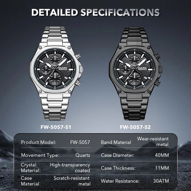 Mark Fairwhale New Cross Border Stylish Trendy Mens Watch Multi Function Chronograph Luminous Water Resistant Quartz Watch-5