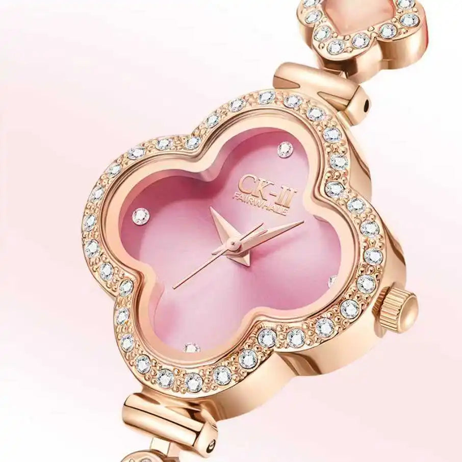 Mark Fairwhale New Arrival Four Leaf Clover Themed Design Womens Watch Fashionable Trendy Metal Strap Quartz Watch  Wholesale-4