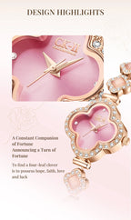 Mark Fairwhale New Arrival Four Leaf Clover Themed Design Womens Watch Fashionable Trendy Metal Strap Quartz Watch  Wholesale-3