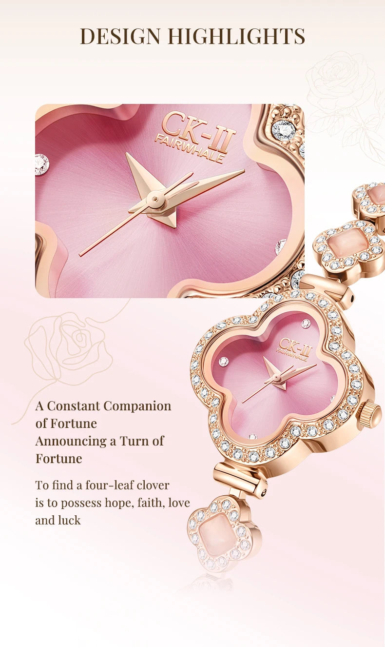 Mark Fairwhale New Arrival Four Leaf Clover Themed Design Womens Watch Fashionable Trendy Metal Strap Quartz Watch  Wholesale-3