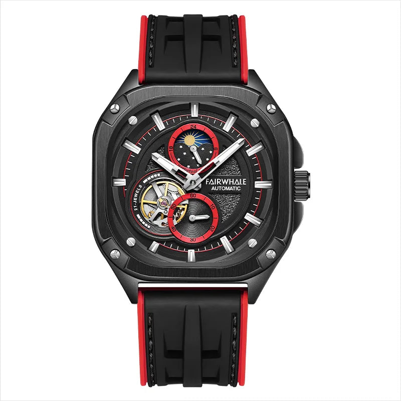 2023 Fairwhale High Quality Mens Watch Moon Phase Square Case Waterproof Automatic Mechanical Watch-6