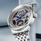 Mark Fairwhale Luxury Skeleton Design Wrist Watch Stainless Steel Strap Waterproof Business Automatic Mens Mechanical Watches-1