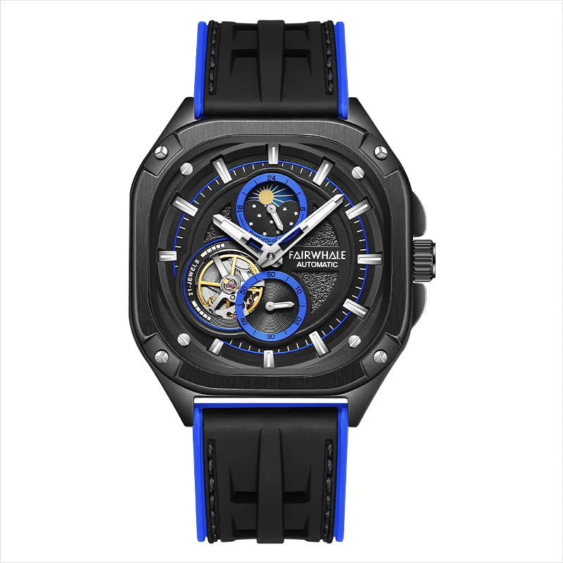 2023 Fairwhale High Quality Mens Watch Moon Phase Square Case Waterproof Automatic Mechanical Watch-5